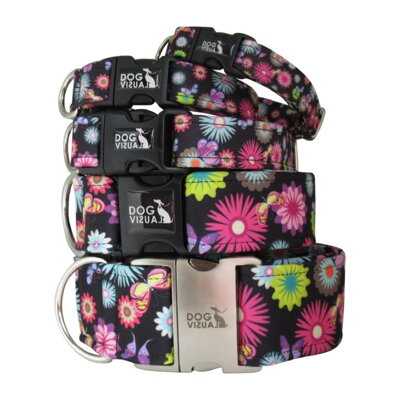 Obojek BLACK FLOWERS 